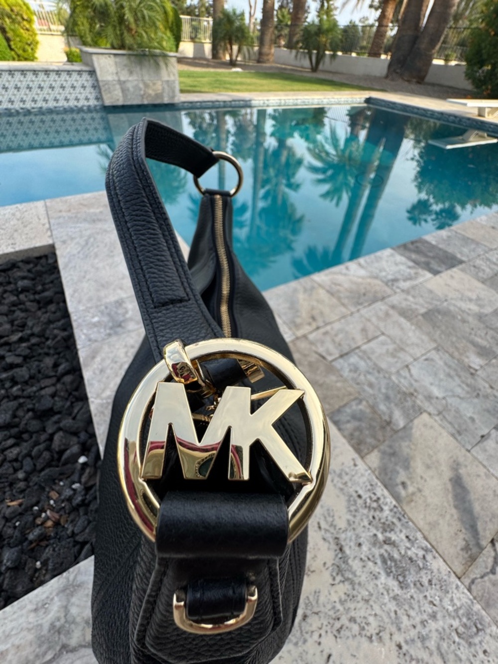 Michael Kors Black Pebbled Leather Hobo Bag with Gold Hardware - Picture 14 of 14